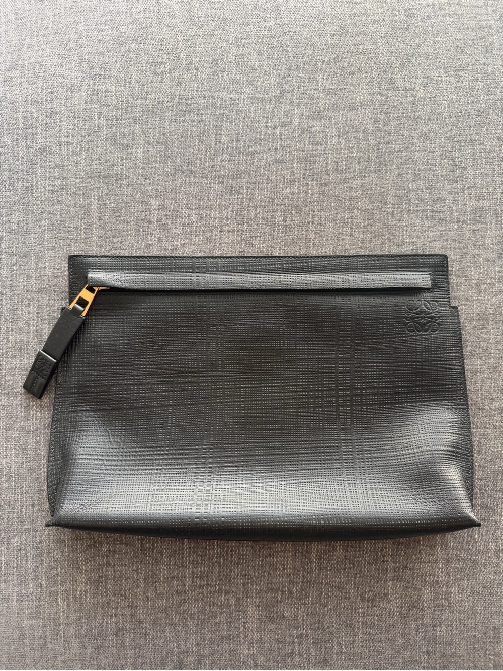 LOEWE Black Leather Men’s Zip Pouch Clutch